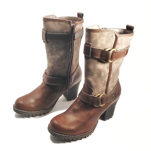 Skechers Shoes - Skechers Camo Brown Heeled Combat Riding Boots